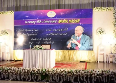An Evening With a Living Legend Anwar Masood — event stage banner, Jacaranda Family Club